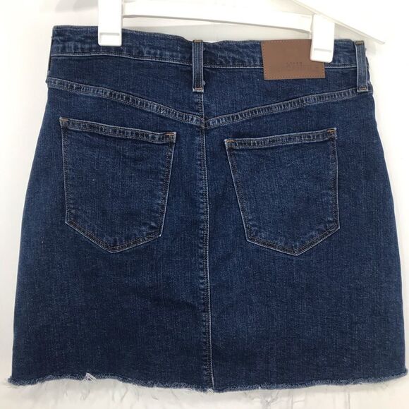 J. Crew Mercantile Blue Medium Wash Raw Hem Denim Mini Skirt - Picture 7 of 14